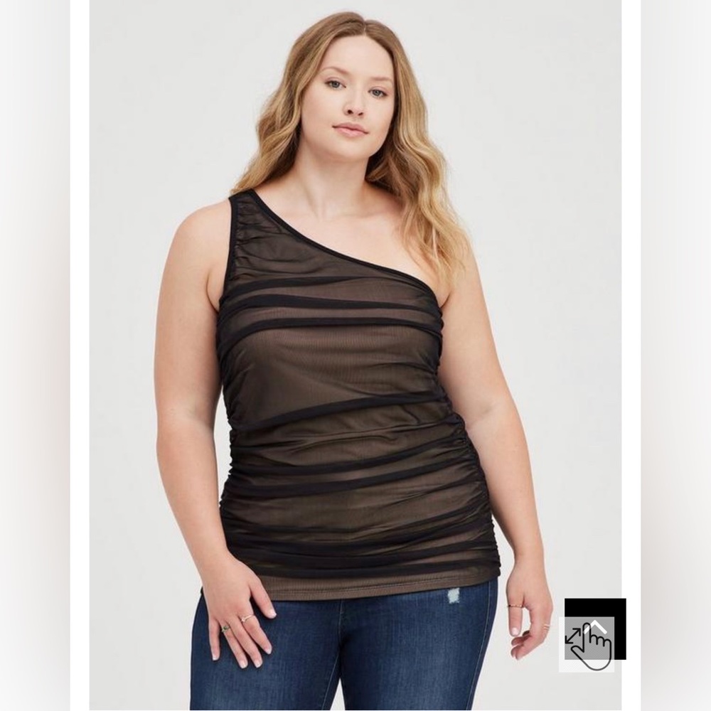 Mesh one shoulder contrast lined top